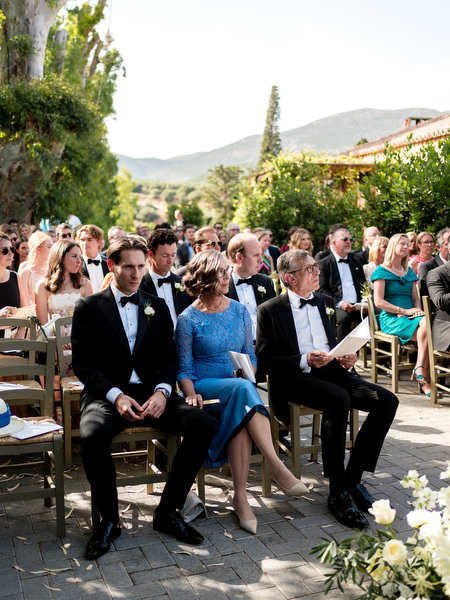 Wedding ceremony audience at Kinsterna Hotel Monemvasia.