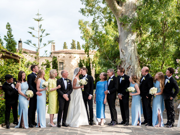 Family group photo at luxury wedding Kinsterna Hotel Greece.