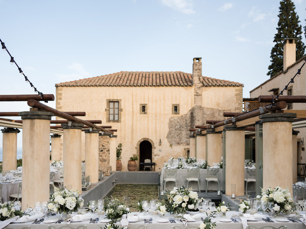 Reception setup at Kinsterna Hotel Monemvasia Greece.