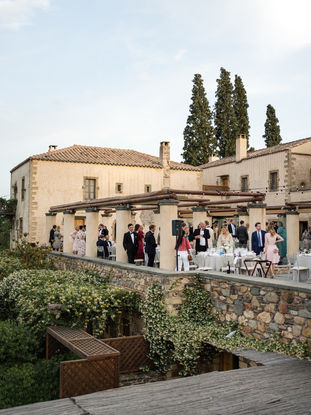Kinsterna Hotel Monemvasia reception terrace at sunset.