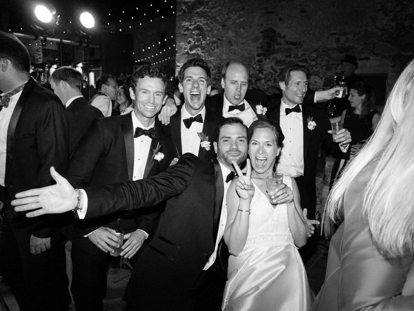 Black and white dance floor moment at Kinsterna Hotel Greece.