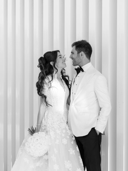 Timeless black-and-white portrait at Four Seasons Athens wedding