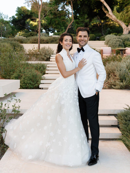 Elegant bride and groom portrait at Four Seasons Astir Palace Athens