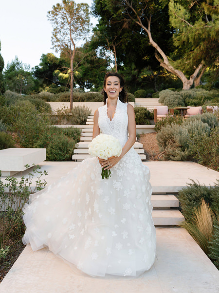 Bride portrait at golden hour during luxury Athens Riviera wedding at Four Seasons Astir Palace Athens