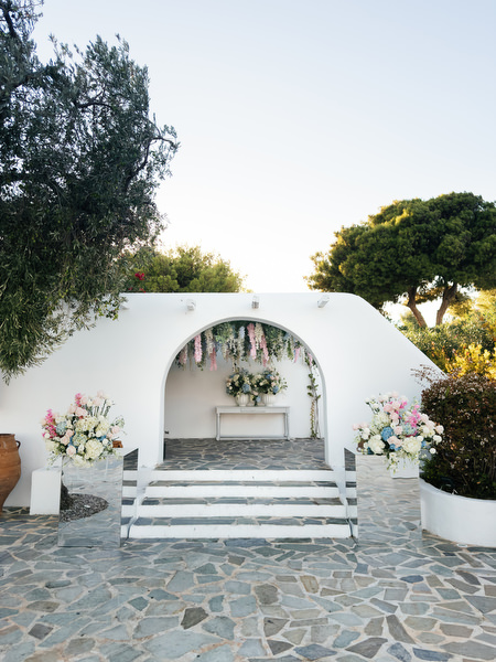Elegant white Residence entrance space at Island Resort Athens
