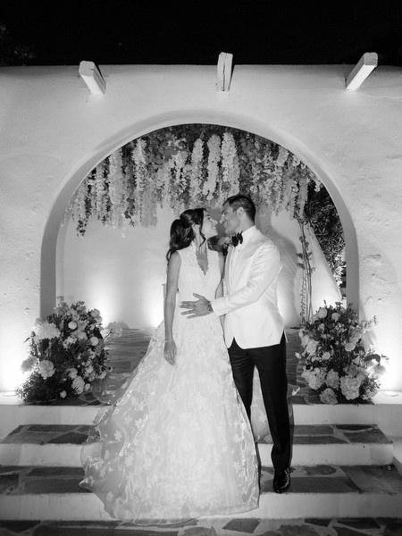 Timeless black-and-white portrait at The Residence at Island Athens