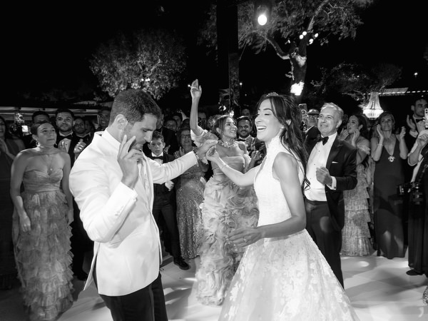 Emotional first dance during Athens Riviera destination wedding