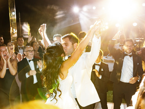 Island Resort Athens Riviera wedding party at night