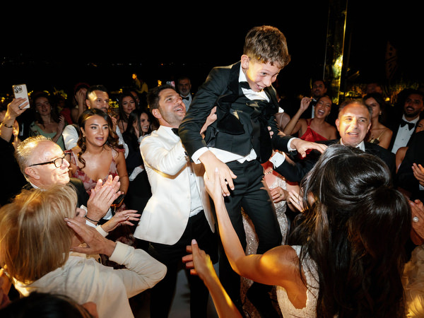 Family moment at Island Resort Athens wedding reception