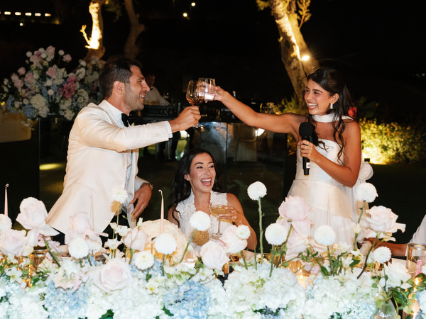Wedding reception toast at The Residence at Island Athens