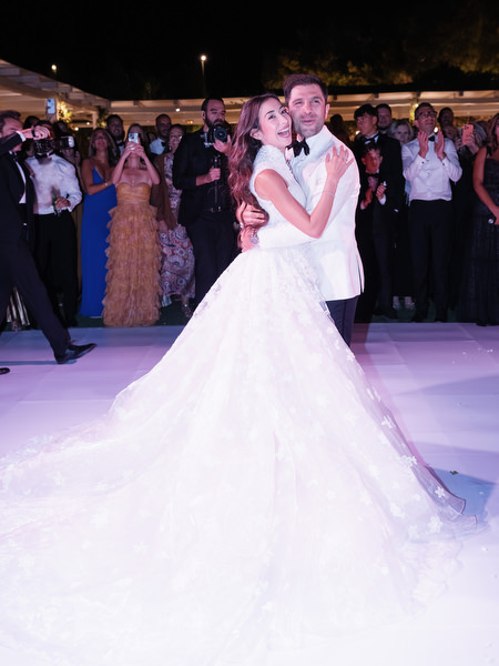 Elegant black-tie wedding reception in Greece