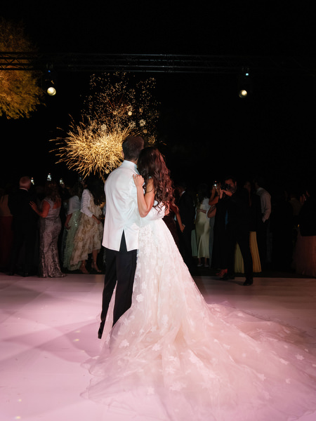 Seaside luxury wedding fireworks at Island Athens