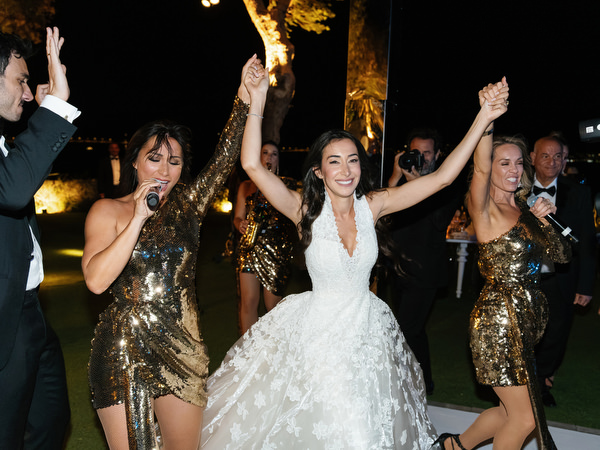 Black-tie wedding party at The Residence at Island Athens