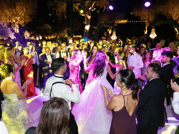 Seaside wedding reception party at Island Resort Athens