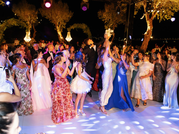 Luxury black-tie wedding party in Athens Greece