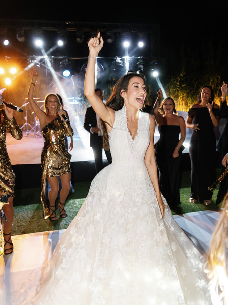 Athens Riviera seaside wedding celebration at night