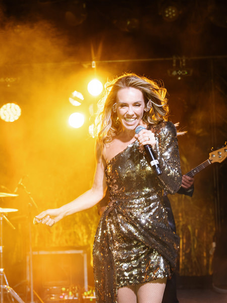 Live wedding band performance at luxury Athens Riviera wedding