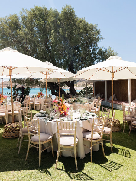 Outdoor dining tables set for Indian destination wedding brunch