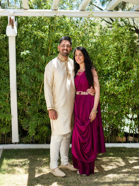 Couple portrait during Mehndi celebration in Athens