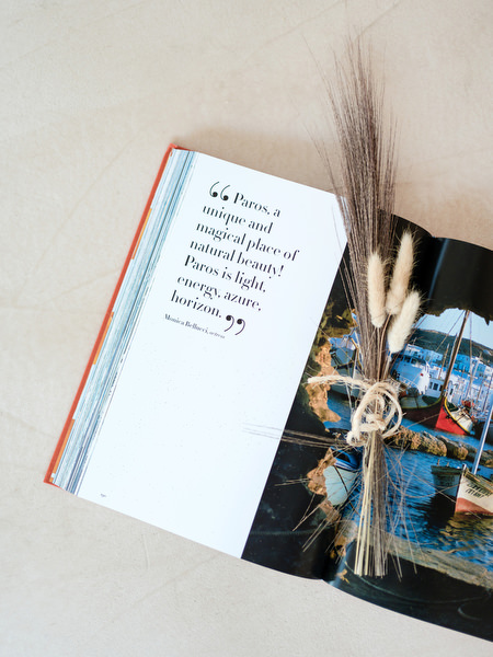 Wedding welcome stationery detail during Paros wedding welcome party