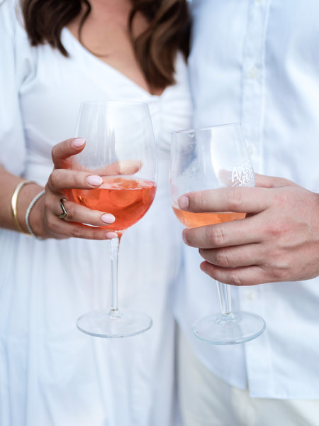 Closeup cocktails photo during wedding welcome party in Paros