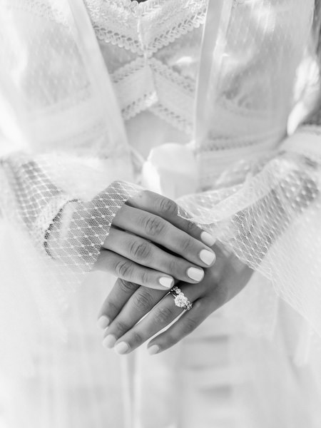 Bride detail portrait during Eros Santorini wedding prep.