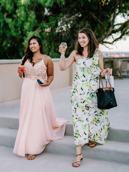 Guests arriving at Arts Factory Santorini cocktail hour.