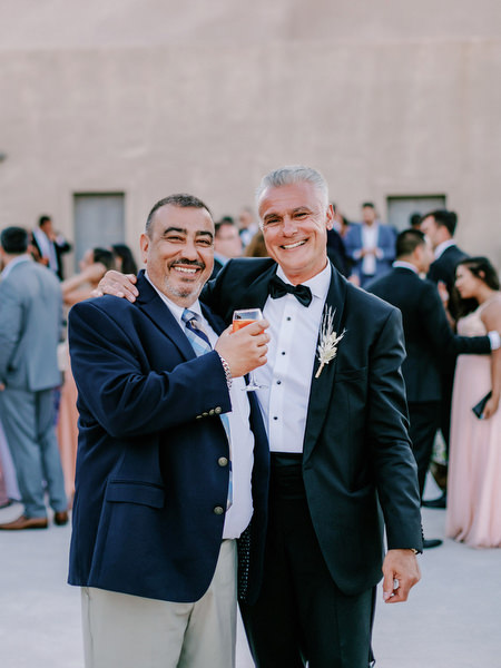 Wedding guests portrait during Arts Factory Santorini reception.