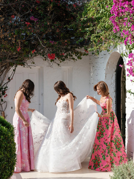 Bride in Oscar de la Renta gown at Four Seasons Astir Palace.