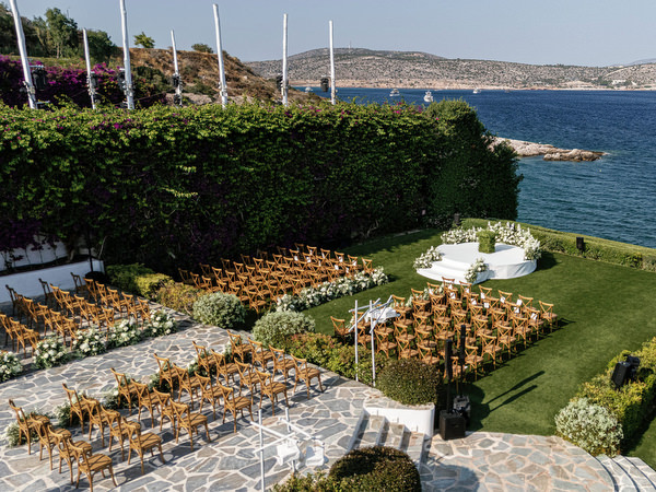 Island Resort Athens Riviera ceremony from above.