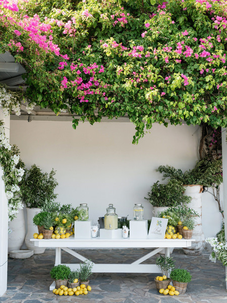 Wedding welcome table at Island Resort Athens Riviera.