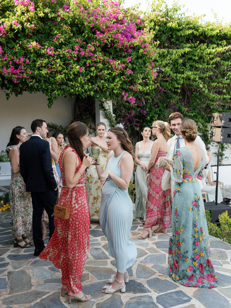 Guests mingling before ceremony at Island Resort Athens Riviera.