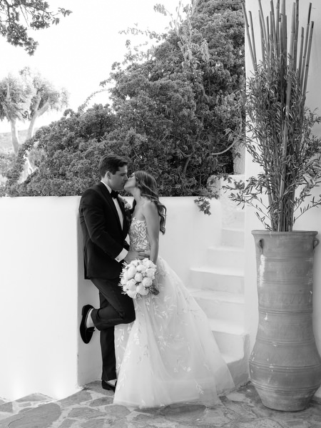 Bride and groom portrait at Island Resort Athens Riviera venue.