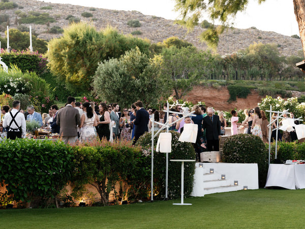 Outdoor reception lawn at Island Resort Athens Riviera.