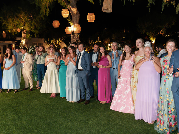 Guests surrounding dance floor at Athens Riviera luxury wedding.