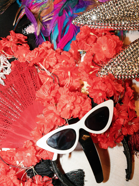 Wedding party props at Athens Riviera reception.