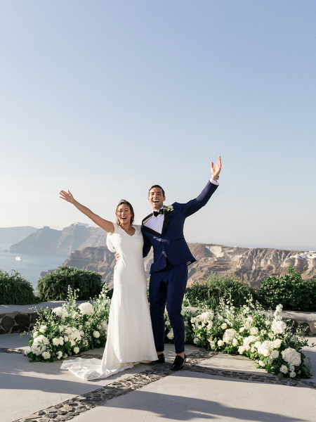 Just married at Venetsanos Winery overlooking Santorini caldera.