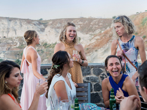 Cocktail hour celebration at Venetsanos Winery Santorini.