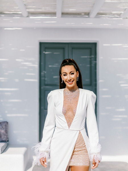 Bride portrait at Eros Santorini for wedding welcome party