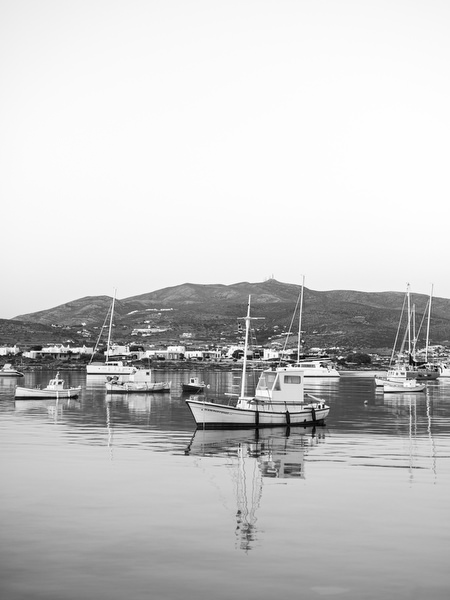 Traditional Greek boat during Antiparos pre-wedding boat cruise in Paros