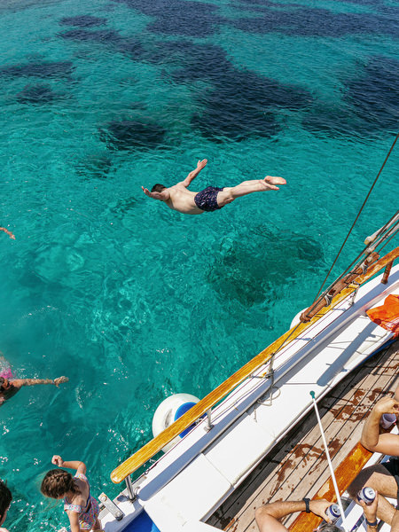Aerial view of turquoise waters during Antiparos pre-wedding cruise