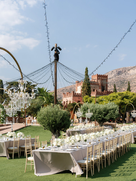 Pyrgos Melissourgou wedding reception tables setup